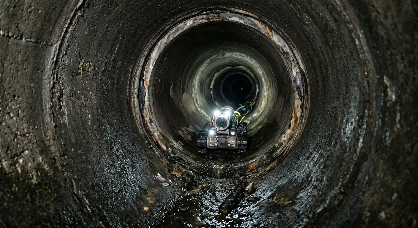 Robotic sewer camera inspecting pipe interior for Drain Snake Service in Broussard